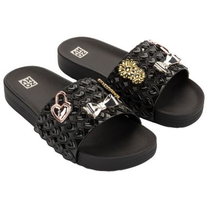 Chinelo Slide Feminino Zaxy Pins - 19358 - Preto - Atacado