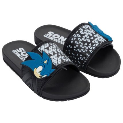 Chinelo Slide Infantil Sonic Adventure De Gasp - 23425 - Preto/branco/azul - Atacado