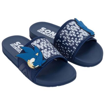 Chinelo Slide Infantil Sonic Adventure De Gasp - 23425 - Azul Medio/branco - Atacado