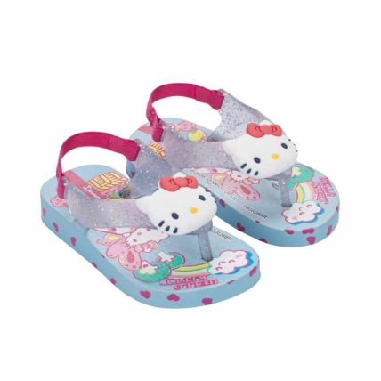 Chinelo Baby Ipanema Hello Kitty Funny - 27435 - Azul/glitter/rosa (Bz475) - Atacado