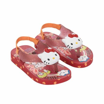 Chinelo Baby Ipanema Hello Kitty Funny - 27435 - Vermelho/glitter/laranja - Atacado