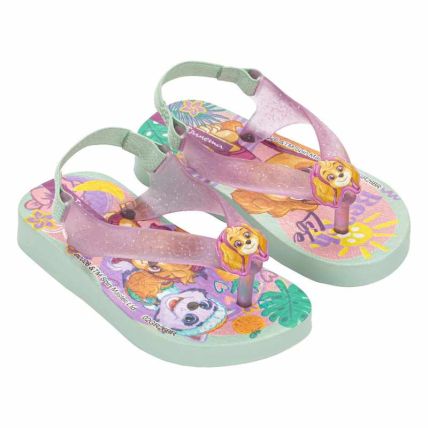 Chinelo Baby Ipanema Patrulha Canina Friends - 27296 - Verde/lilas Glitter - Atacado