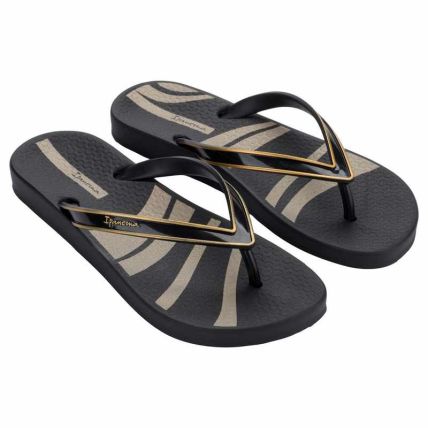 Chinelo Feminino Ipanema Anatomica Linea - 27518 - Preto/preto/bege - Atacado
