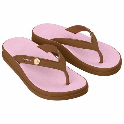 Chinelo Feminino Ipanema Anatomica Pluma - 27563 - Marrom/marrom/rosa - Atacado