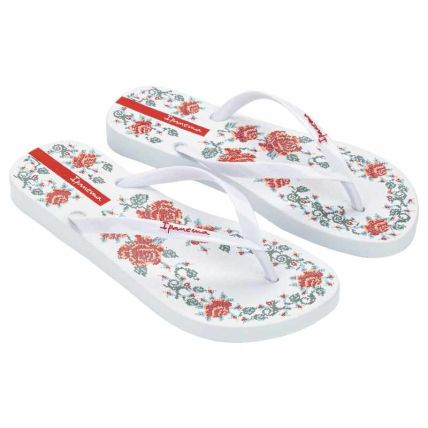 Chinelo Feminino Ipanema Flora - 27496 - Branco/vermelho/verde - Atacado
