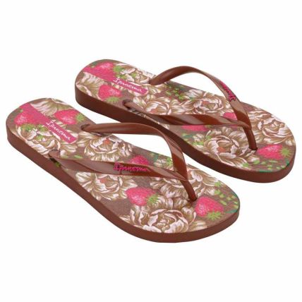 Chinelo Feminino Ipanema Flora - 27496 - Marrom/rosa/verde - Atacado