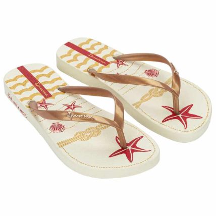 Chinelo Feminino Ipanema Navy - 27220 - Bege/ouro/vermelho - Atacado