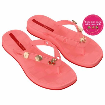 Chinelo Feminino Ipanema Pin Mania - 27603 - Rosa/vermelho - Atacado