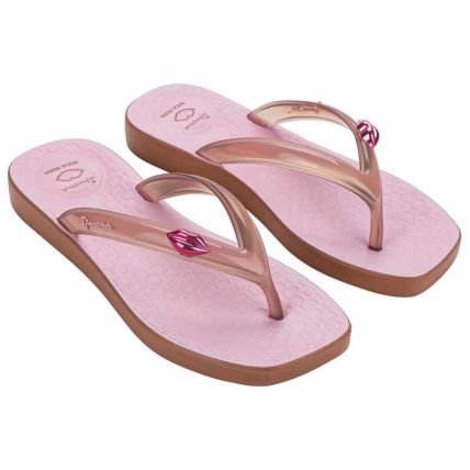 Chinelo Feminino Ipanema Pluma Boca Rosa - 27604 - Marrom/rosa - Atacado