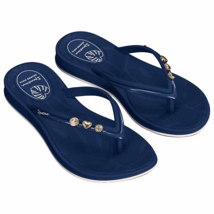Chinelo Feminino Ipanema Shine Pin - 27573 - Azul Marinho/bege - Atacado