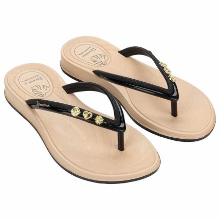 Chinelo Feminino Ipanema Shine Pin - 27573 - Bege/preto - Atacado