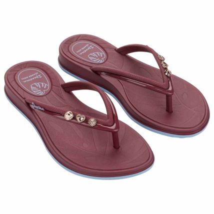 Chinelo Feminino Ipanema Shine Pin - 27573 - Bordo Jambo/azul - Atacado