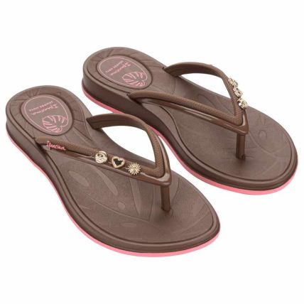 Chinelo Feminino Ipanema Shine Pin - 27573 - Marrom/rosa - Atacado