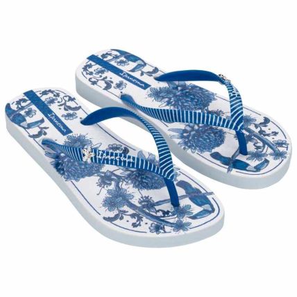 Chinelo Feminino Ipanema Vibra - 27505 - Branco/azul - Atacado