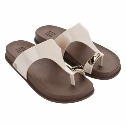 Chinelo Feminino Zaxy Buzz - 19437 - Off White/marrom - Atacado