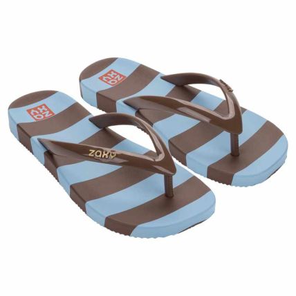 Chinelo Feminino Zaxy Prints - 19517 - Marrom Urso/listras - Atacado