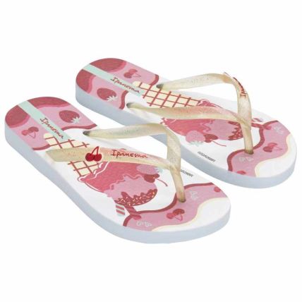 Chinelo Infantil Ipanema Garden Shine - 27273 - Branco/glitter/vermelho - Atacado