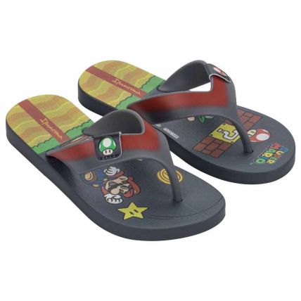 Chinelo Infantil Ipanema Super Mario - 27161 - Preto/azul/amarelo - Atacado