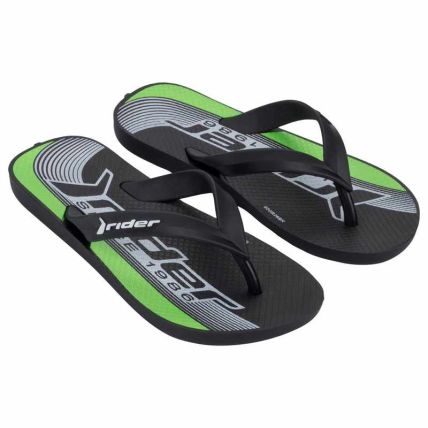 Chinelo Infantil Rider Feel Urban - 12342 - Preto/branco/verde - Atacado