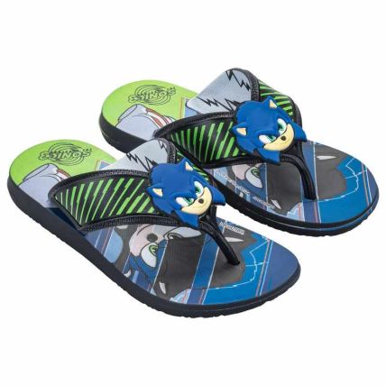 Chinelo Infantil Sonic Way Super Flop - 23307 - Preto/preto/verde - Atacado