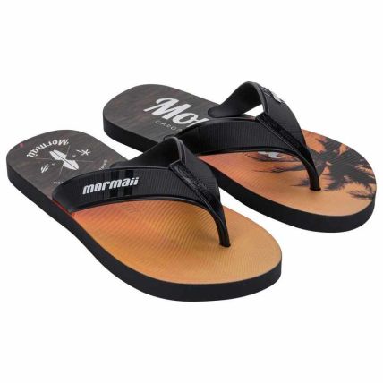 Chinelo Masculino Mormaii Tropical Graphics - 10591 - Preto/preto/laranja (Bk973) - Atacado