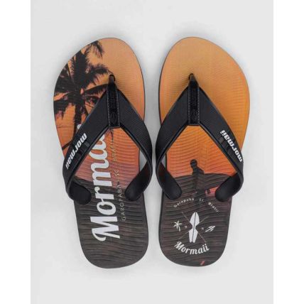 Chinelo Masculino Mormaii Tropical Graphics - 10591 - Preto/preto/laranja (Bk973) - Atacado
