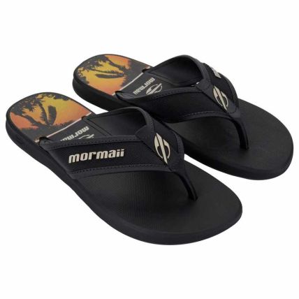 Chinelo Masculino Mormaii Wave Iii - 12565 - Preto/bege/laranja - Atacado