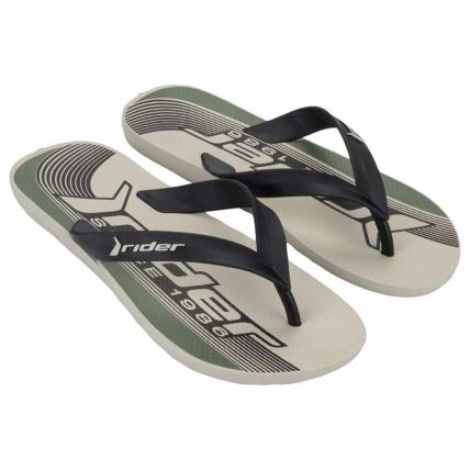 Chinelo Masculino Rider Feel Urban - 12318 - Bege/preto/verde - Atacado