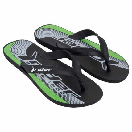 Chinelo Masculino Rider Feel Urban - 12318 - Preto/branco/verde - Atacado