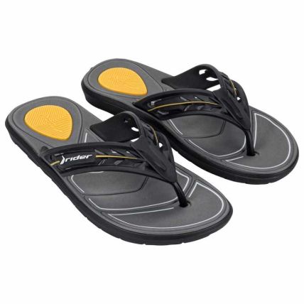 Chinelo Masculino Rider Motion - 12633 - Preto/cinza/amarelo - Atacado