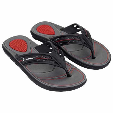Chinelo Masculino Rider Motion - 12633 - Preto/cinza/vermelho - Atacado