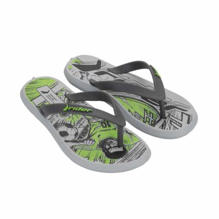Chinelo Masculino Rider R1 Play - 12672 - Cinza/cinza/verde - Atacado