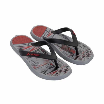 Chinelo Masculino Rider R1 Play - 12672 - Cinza/preto/vermelho - Atacado