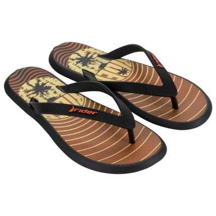Chinelo Masculino Rider R1 Style - 11818 - Preto/laranja/amarelo - Atacado