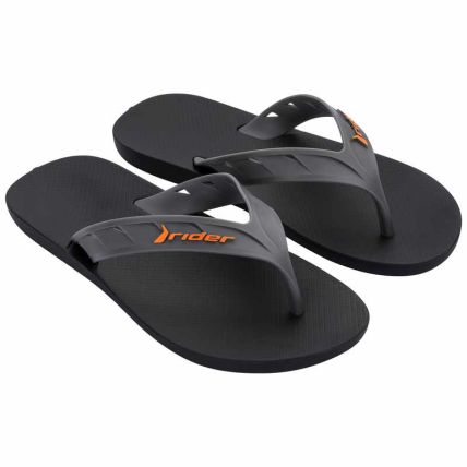Chinelo Masculino Rider Street - 11573 - Preto/cinza/laranja - Atacado