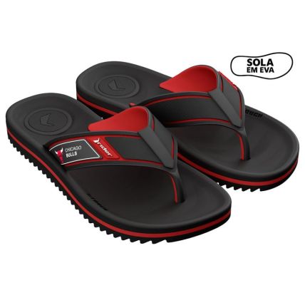 Chinelo Masculino Rider Trace Duo Nba - 12760 - Preto/preto/vermelho - Atacado