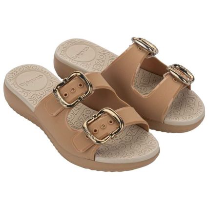 Chinelo Slide Feminino Azaleia Alicia - 19381 - Bege Mel/bege Claro - Atacado