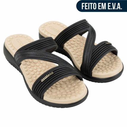 Chinelo Slide Feminino Azaleia Cami - 19472 - Preto - Atacado