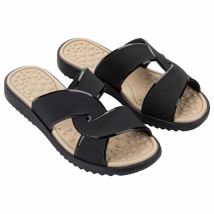 Chinelo Slide Feminino Azaleia Nara - 19514 - Bege/preto - Atacado