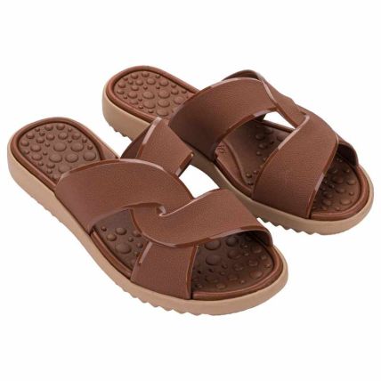 Chinelo Slide Feminino Azaleia Nara - 19514 - Marrom Licor/mocca - Atacado