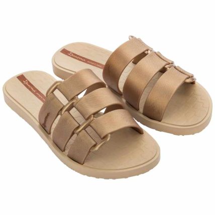 Chinelo Slide Feminino Ipanema Bold - 26519 - Bege/ouro - Atacado