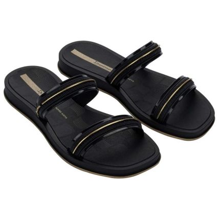 Chinelo Slide Feminino Ipanema Glow - 27400 - Preto/preto/dourado - Atacado