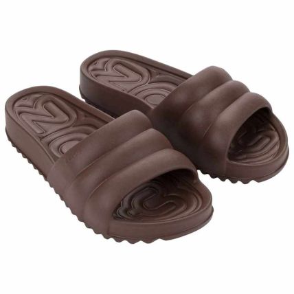 Chinelo Slide Feminino Zaxy Air - 19419 - Marrom Urso - Atacado