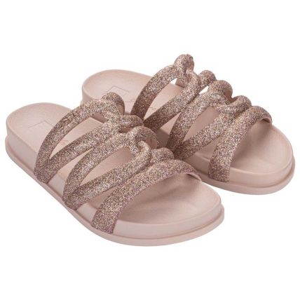 Chinelo Slide Feminino Zaxy Glamour - 19468 - Nude Claro/glitter - Atacado