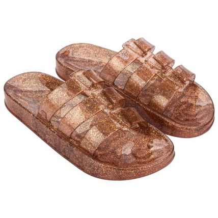 Chinelo Slide Feminino Zaxy Jelly New - 19536 - Bege Peonia Glitter - Atacado