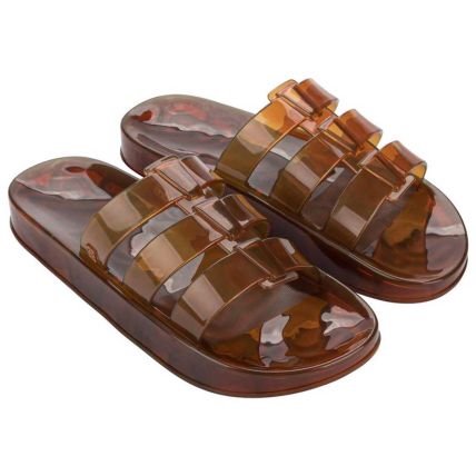 Chinelo Slide Feminino Zaxy Jelly New - 19536 - Marrom Ambar Transparente - Atacado