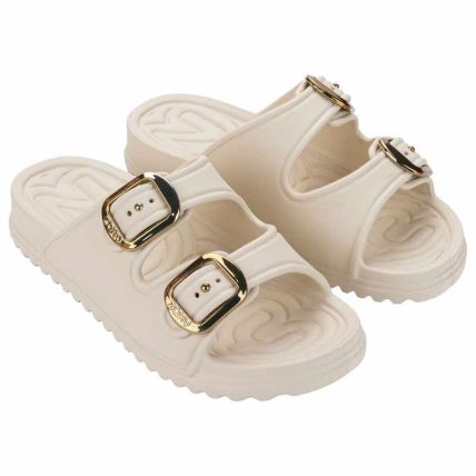 Chinelo Slide Feminino Zaxy Partner Air - 19416 - Off White Medio - Atacado
