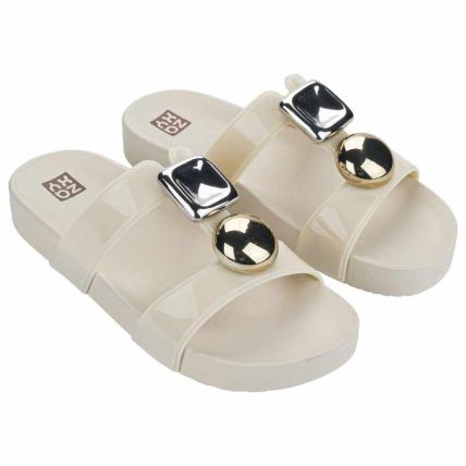Chinelo Slide Feminino Zaxy Soul - 19406 - Off White Claro - Atacado