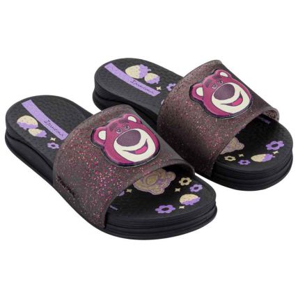 Chinelo Slide Infantil Ipanema Disney Vibe - 27535 - Preto/preto Glitter - Atacado