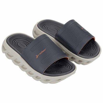 Chinelo Slide Infantil Rider R Power - 12553 - Bege/cinza/laranja - Atacado
